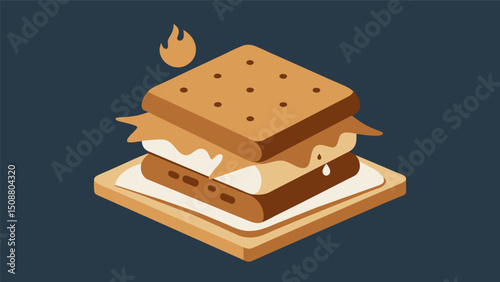 A twist on traditional smores using dulce de leche instead of chocolate sandwiched between graham crackers and gooey marshmallows.. Vector illustration