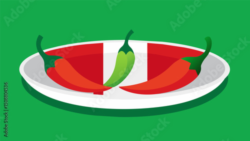 A perfectly balanced Chiles en Nogada showcasing the vibrant tricolor of red green and white paying homage to the Mexican flag.. Vector illustration