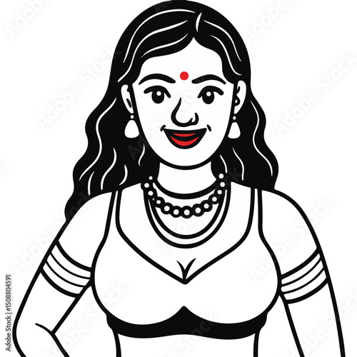 Hand-drawn sketch of a full-figured woman representing cultural elegance and feminine power