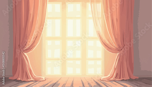 Window with Curtains and Sunlight