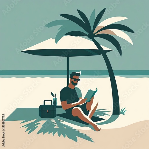 Calm Beach Day with Book and Shade
