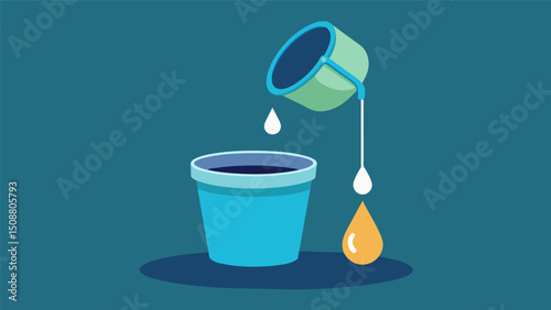 A drop of water falling into a bucket symbolizing the collection and storage of data.. Vector illustration