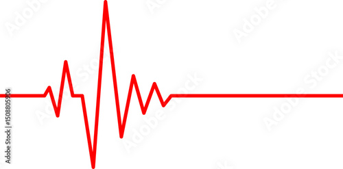 Red heartbeat line on isolated white. Red heartbeat symbol. Red heartbeat line PNG with transparent background. Heart wave vector illustration.
