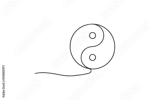 Yin-yang symbol continuous one line drawing minimalism design