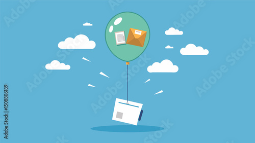 A burst balloon with personal information flying away like helium.. Vector illustration