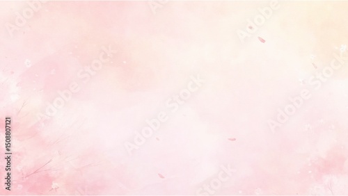 Soft Pink Watercolor Background Sakura Petals and Pastel Mist