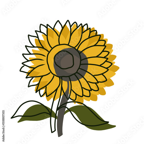 sunflower vector style line outline 