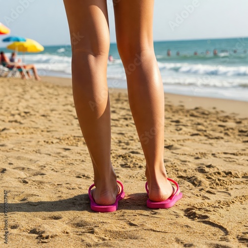 Sunlit Beach and Relaxed Stroll