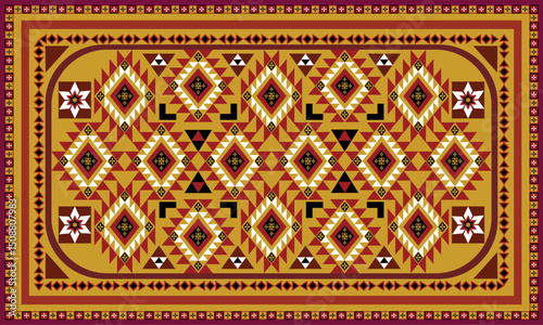 ornamental round ornament for carpet, wallpaper, clothing, wrapping, cover. Spice up your ranch floor with bold geometric pattern on this rug.