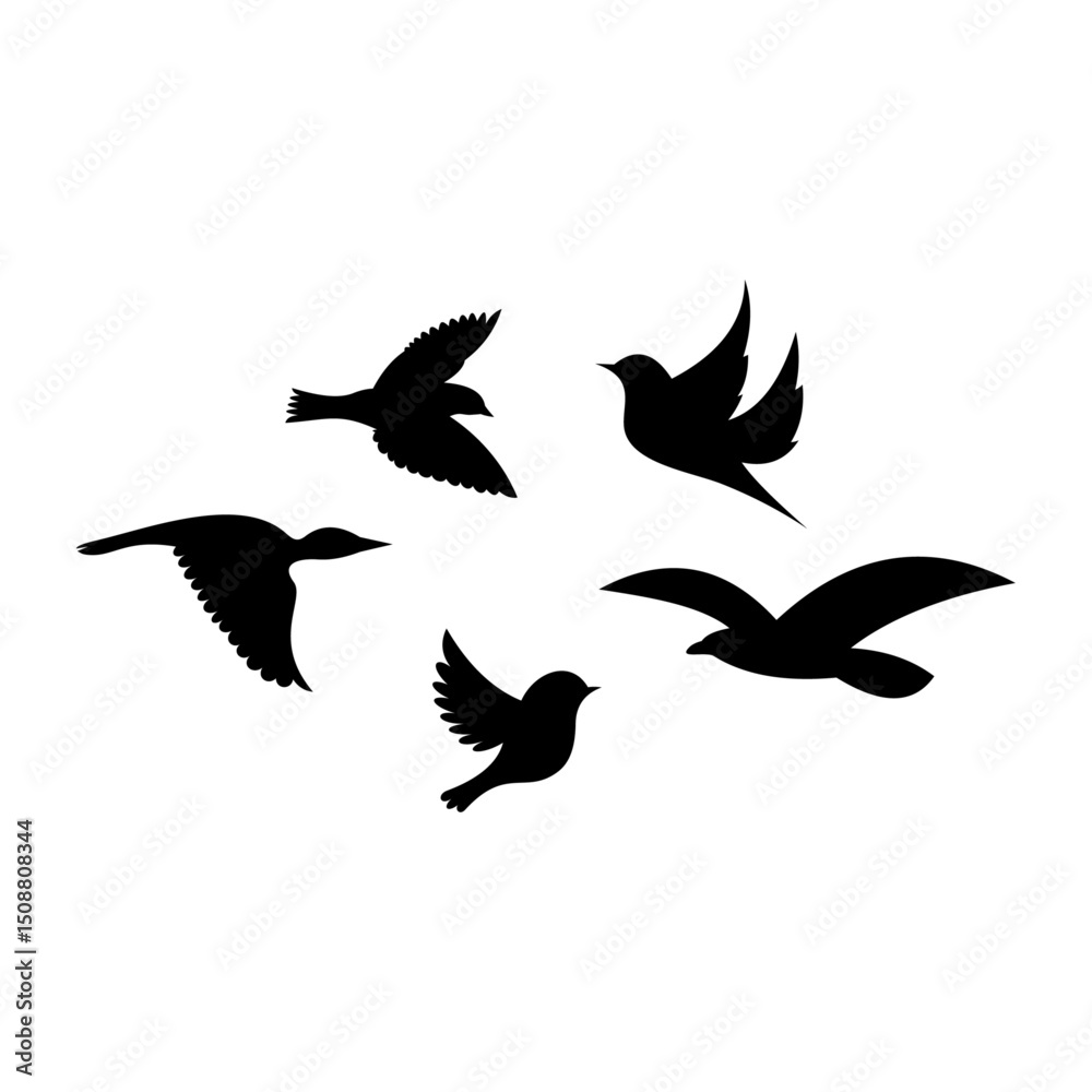 Obraz premium Flock of birds flying in a circle, vector illustration
