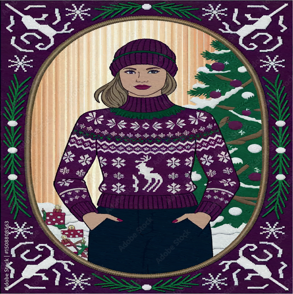 Fototapeta premium illustration, style, fashion, woman, clothing, sketch, vector, girl, female, drawing, design, model, stylish, clothes, graphic, art, lady, beautiful, young, beauty, hair, person, character, set, isola