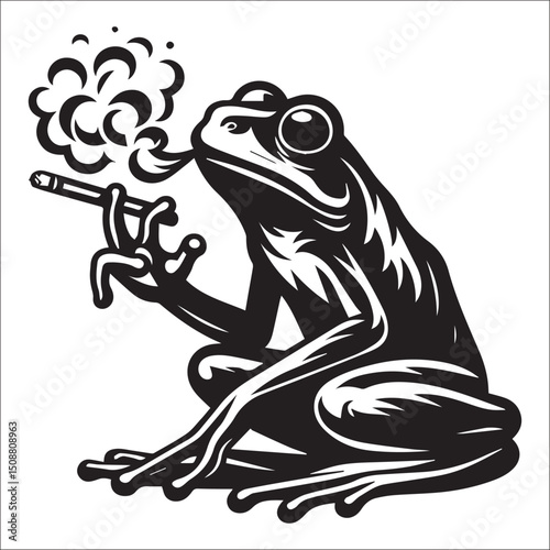 Cool Frog Smoking a Cigarette Vector Illustration Graphic Design
