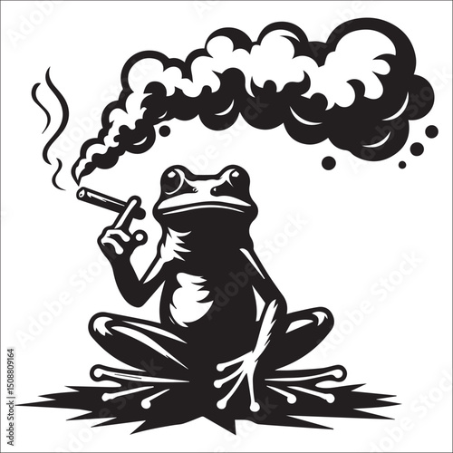 Cool Frog Smoking a Cigarette Vector Illustration Graphic Design