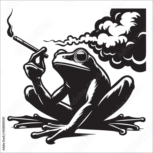 Cool Frog Smoking a Cigarette Vector Illustration Graphic Design