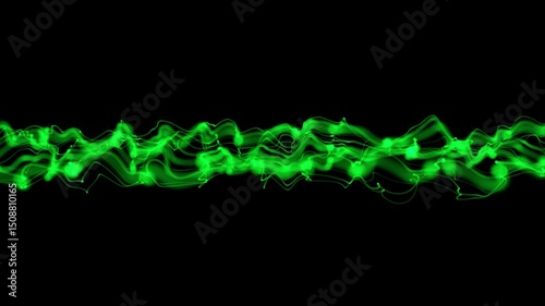 Green festive holiday abstract flowing gradient dots and lines wave background. abstract wave background with neon texture effect, vibrant glowing lines