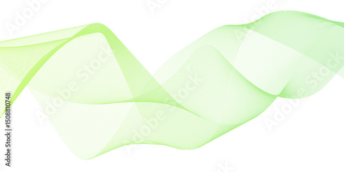 Abstract minimal dynamic flowing frequency equalizer wave vector isolated flow stripe green line music speed line beautiful digital gradient texture line background.	