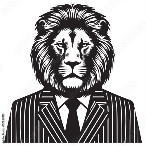 Majestic Lion in a Suit Vector Illustration Elegant Business Animal Graphic Design