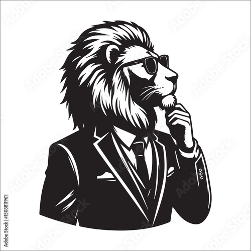 Majestic Lion in a Suit Vector Illustration Elegant Business Animal Graphic Design