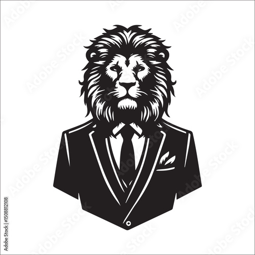 Majestic Lion in a Suit Vector Illustration Elegant Business Animal Graphic Design