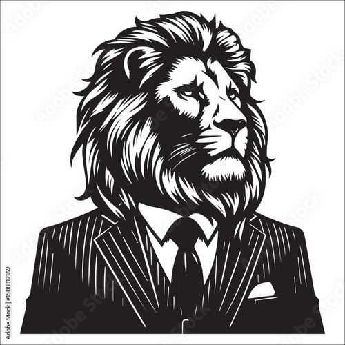 Majestic Lion in a Suit Vector Illustration Elegant Business Animal Graphic Design