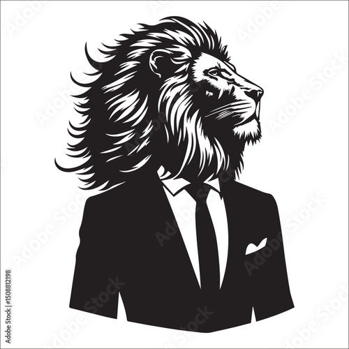 Majestic Lion in a Suit Vector Illustration Elegant Business Animal Graphic Design