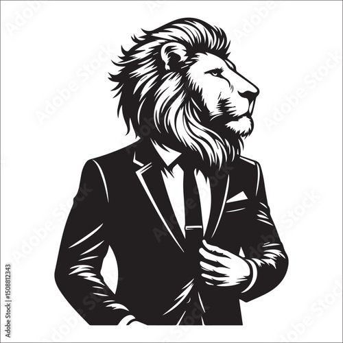 Majestic Lion in a Suit Vector Illustration Elegant Business Animal Graphic Design