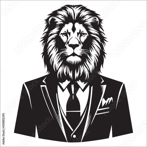 Majestic Lion in a Suit Vector Illustration Elegant Business Animal Graphic Design