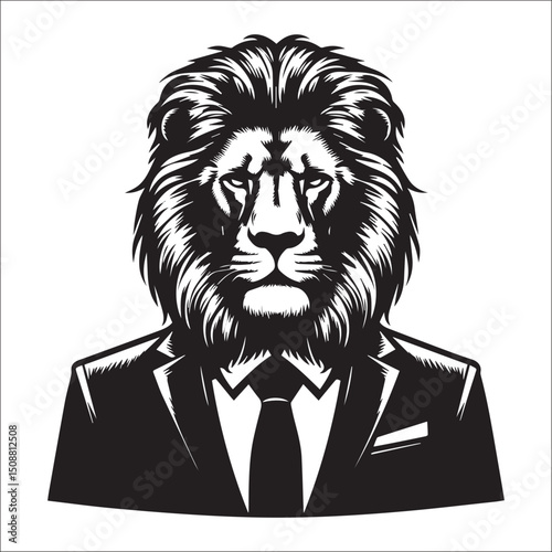 Majestic Lion in a Suit Vector Illustration Elegant Business Animal Graphic Design