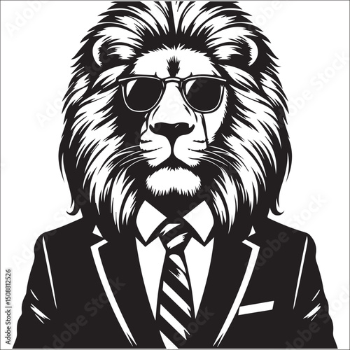 Majestic Lion in a Suit Vector Illustration Elegant Business Animal Graphic Design