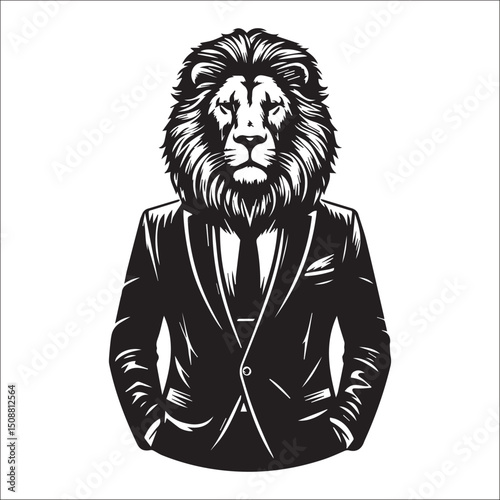 Majestic Lion in a Suit Vector Illustration Elegant Business Animal Graphic Design