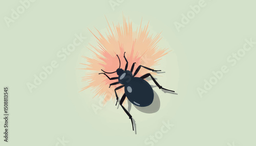 Vector illustration of a bug bite with scratching mark, skin irritation