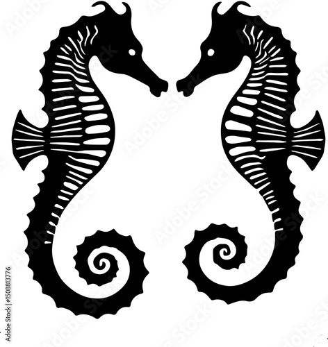 vector illustration of a seahorses 
