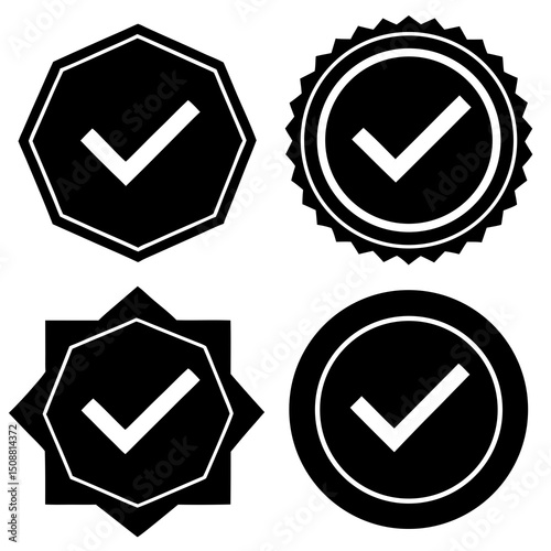 Check Mark Icon Set Approved, Verified, Correct, Confirmation Symbols