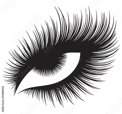 Eye Lashes Vector Art: Dramatic Eyelash Extension Illustration, Beauty & Fashion Graphic Design Element, Black & White Clipart