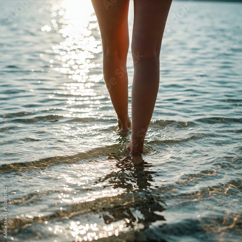 Graceful Seaside Stroll in Evening Light