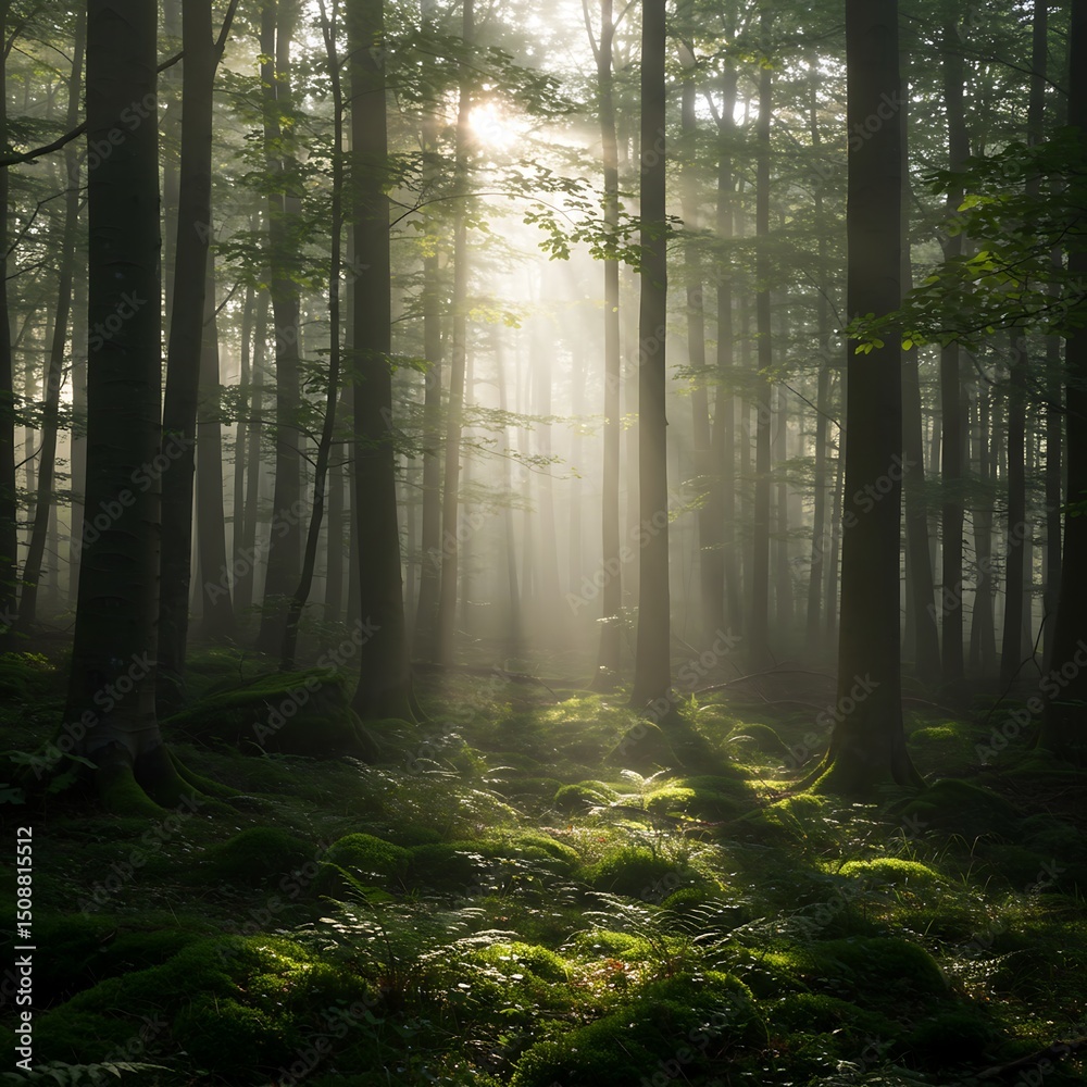 Fototapeta premium misty morning in the forest