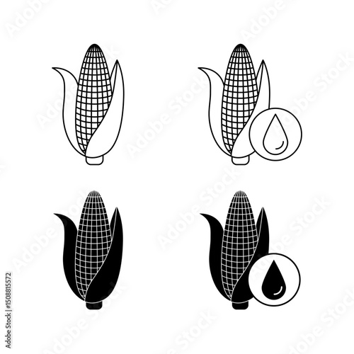 Corn icon editable stroke and silhouette