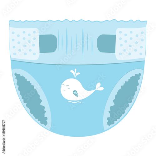 Cartoon-style baby absorbent diapers. Vector illustration for packaging diapers and other products for newborns