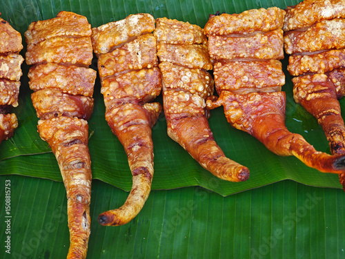 grilled  tail pork on market