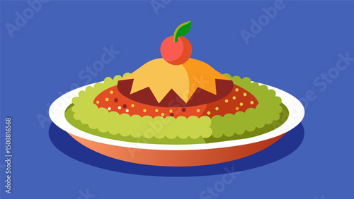 A satisfying dish of Andean quinoa with a twist topped with a zesty dressing made from local ingredients adding a touch of Andean flair.. Vector illustration