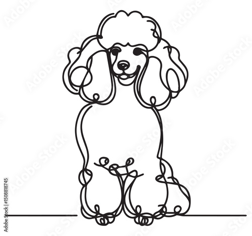 Poodle Line Art: Elegant Single Line Drawing of a Standard Poodle Dog, Minimalist Pet Portrait Illustration, Modern Canine Artwork Print
