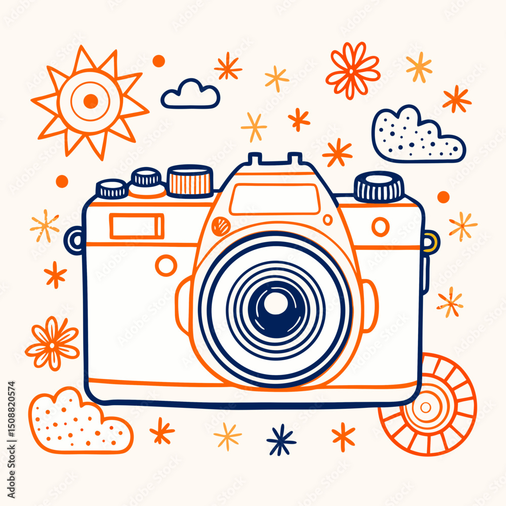 Obraz premium retro camera vector, retro camera vector illustration