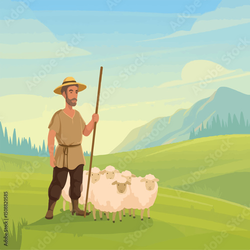 farmer, farm, sheep, livestock, countryside, nature, agriculture, wool, animal, lamb, farming, domestic, ewe, rural, animals, mammal, field, flock, landscape, pasture, grass, natural, white, 