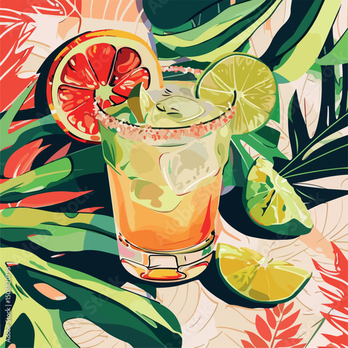 drink, cocktail, alcohol, beverage, glass, bar, menu, juice, vector, summer, party, ice, isolated, fresh, illustration, fruit, lemon, tropical, lime, design, celebration, drawing, object, cold,