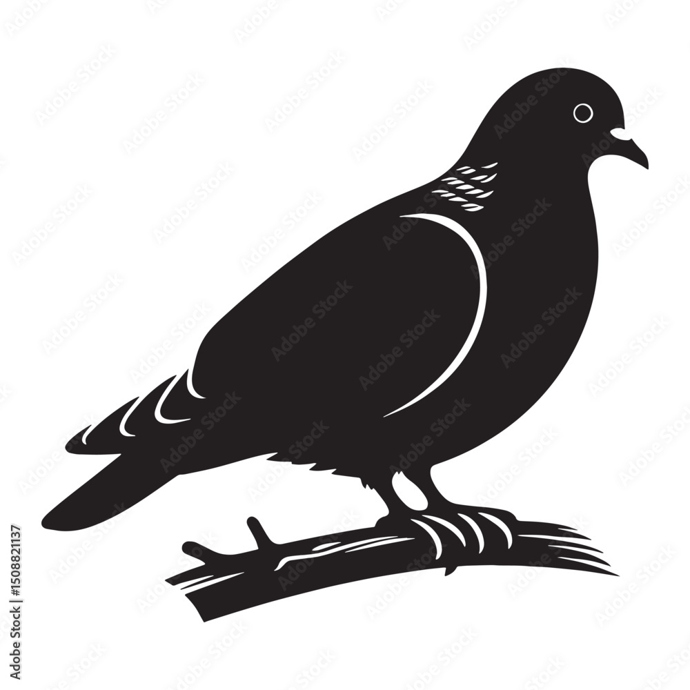 Fototapeta premium Sky-Dweller Pigeon silhouette in motion – Pigeon illustration – Minimalist Pigeon vector – Bird silhouette – Bird vector