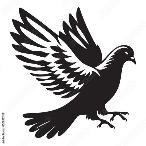Pigeon silhouette with clean symmetry – Pigeon illustration – Minimalist Pigeon vector – Bird silhouette – Bird vector

