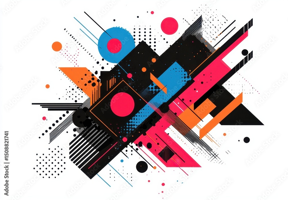 Obraz premium Abstract Arrow Design with Fragmented Geometric Shapes