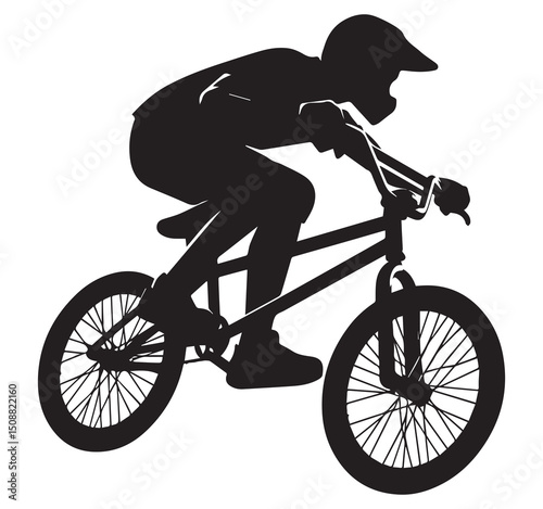 BMX Biker Silhouette Vector: Freestyle Cycling, Extreme Sports Illustration, Black and White Graphic, BMX Bike Rider, Action Sport Design