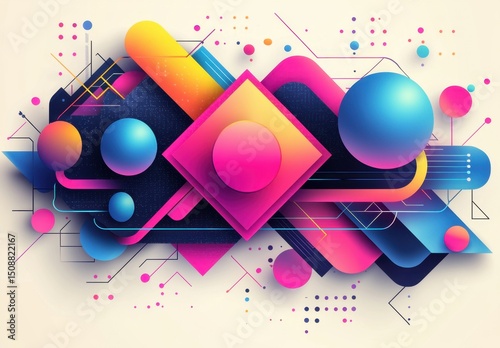 Abstract Colorful Geometric Shapes Background