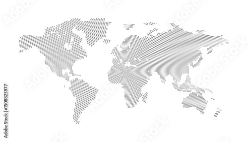 Dotted world map isolated on white background. Vector illustration. World map vector. Suitable for web site pattern, Annual report, Infographics. Globe. Business presentation, Marketing, travel.